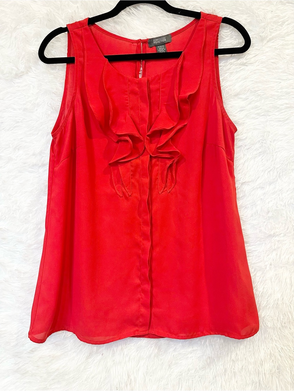 Kenneth Cole Reaction Red Ruffle Front Sleeveless Top